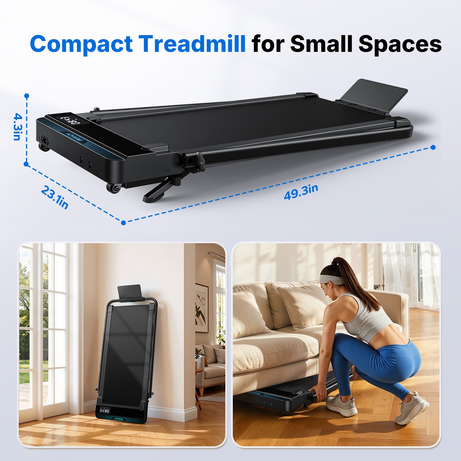 MERACH T19B3 0%-6% Incline Treadmill Desk for Home and Office
