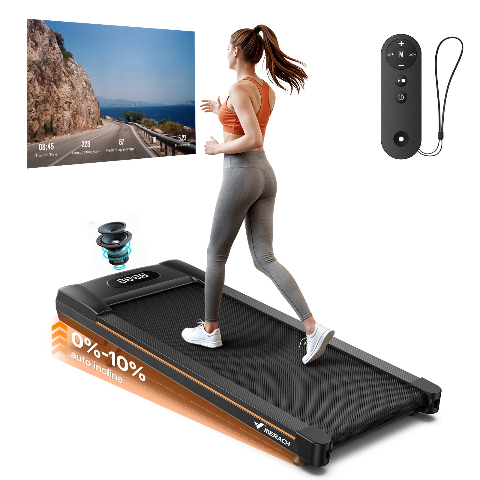 MERACH Walking Pad for Home Use with 10% Automatic Incline