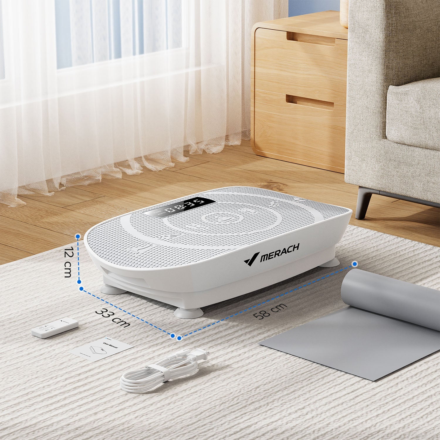 MERACH 2398-White Whole Body Vibration Plate