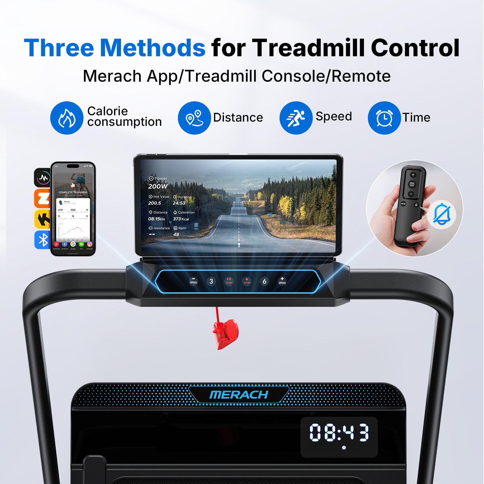 MERACH T19B3 0%-6% Incline Treadmill Desk for Home and Office