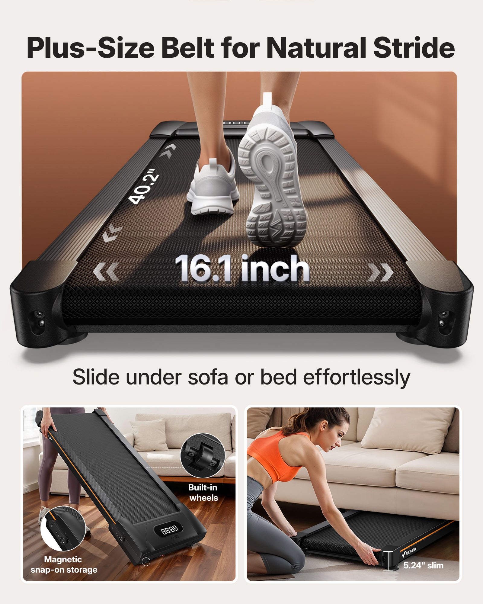MERACH Walking Pad for Home Use with 10% Automatic Incline