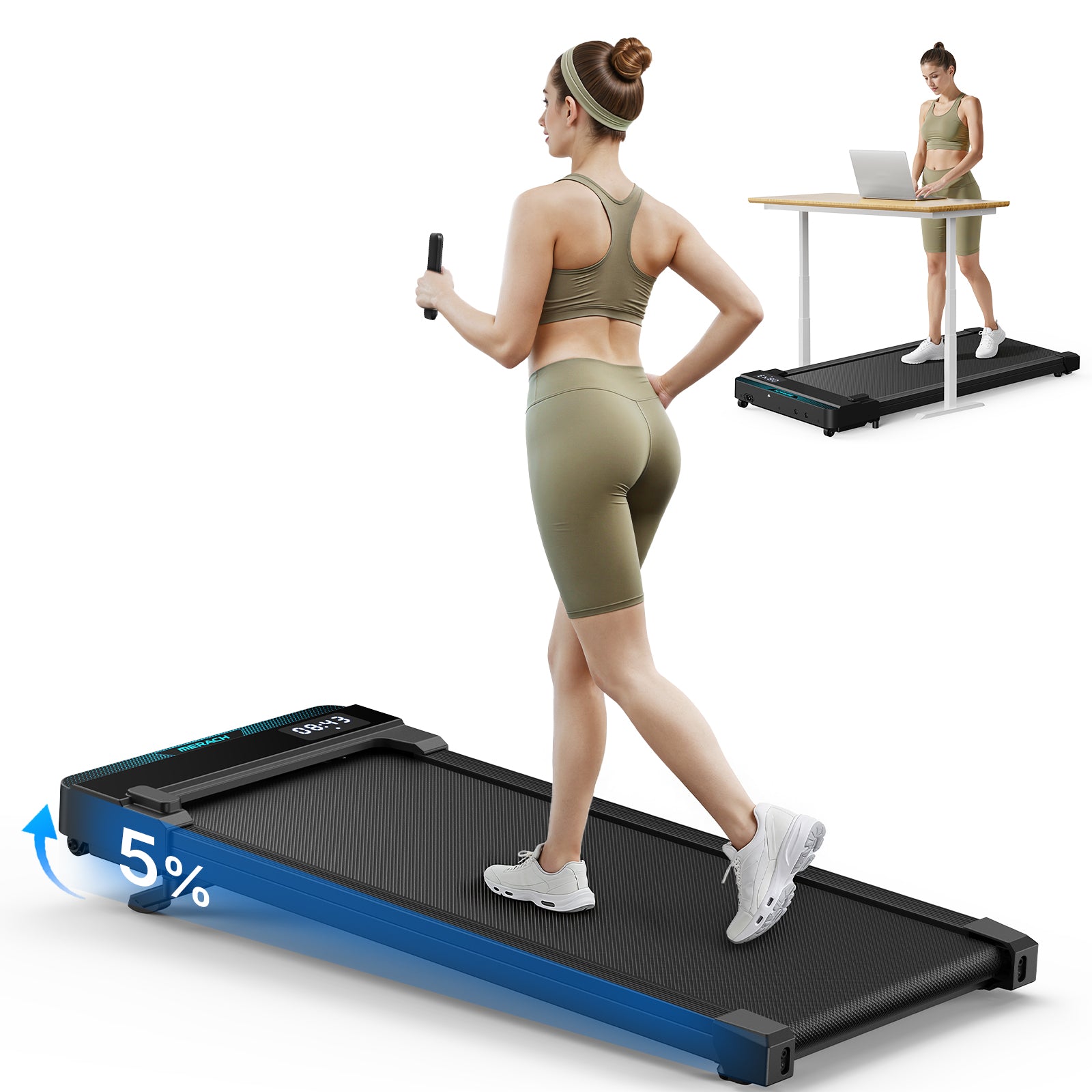 MERACH T19B2 Tilting Treadmill, 5% Slope