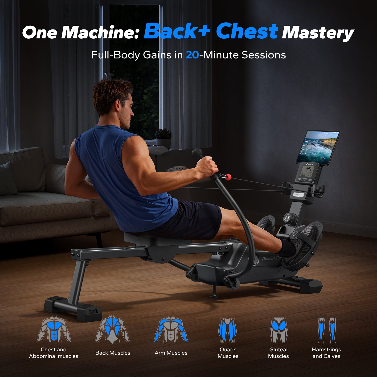 MERACH R26B1 Magnetic Scull Rower