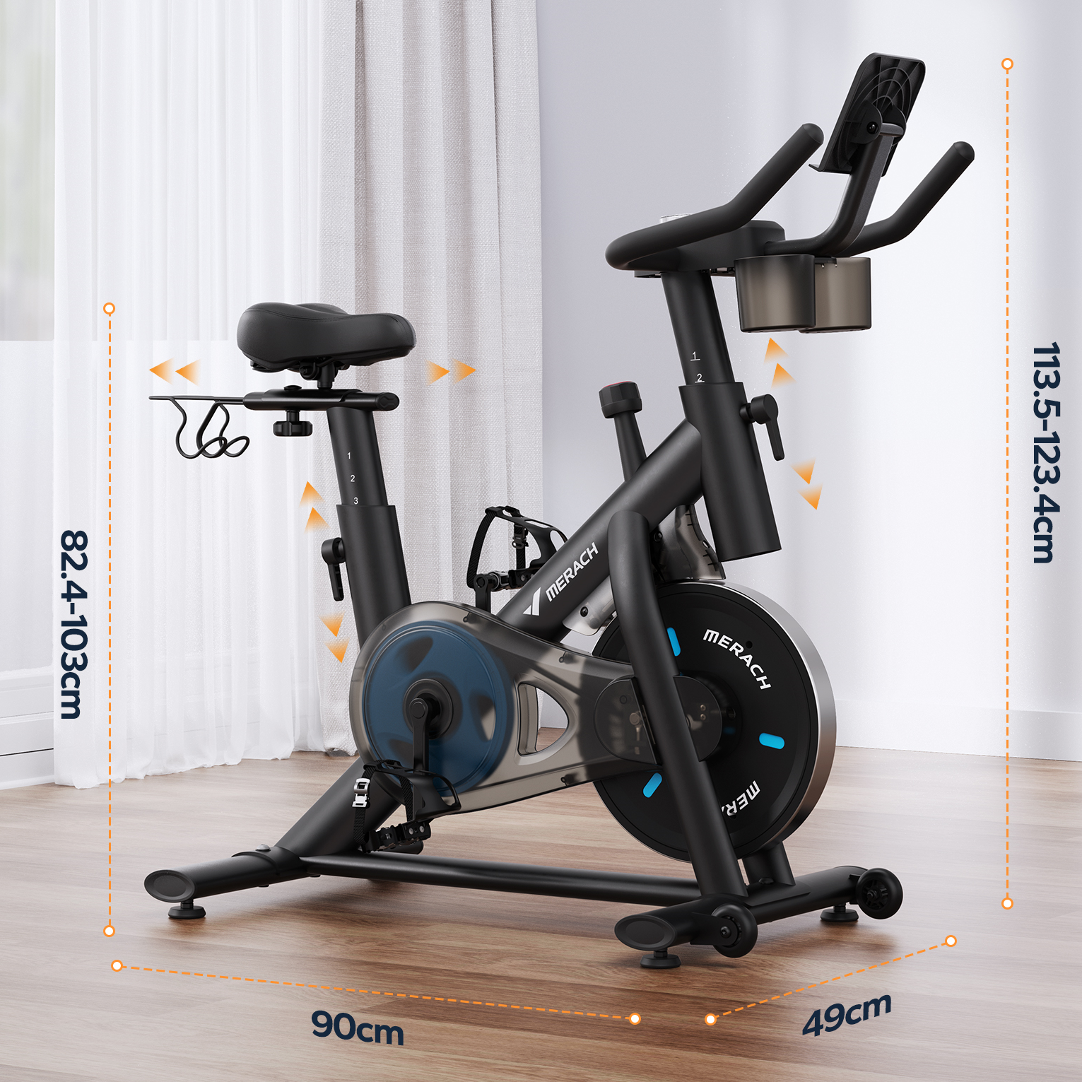 MERACH S26B2 Magnetic Bike with Dumbbell Rack