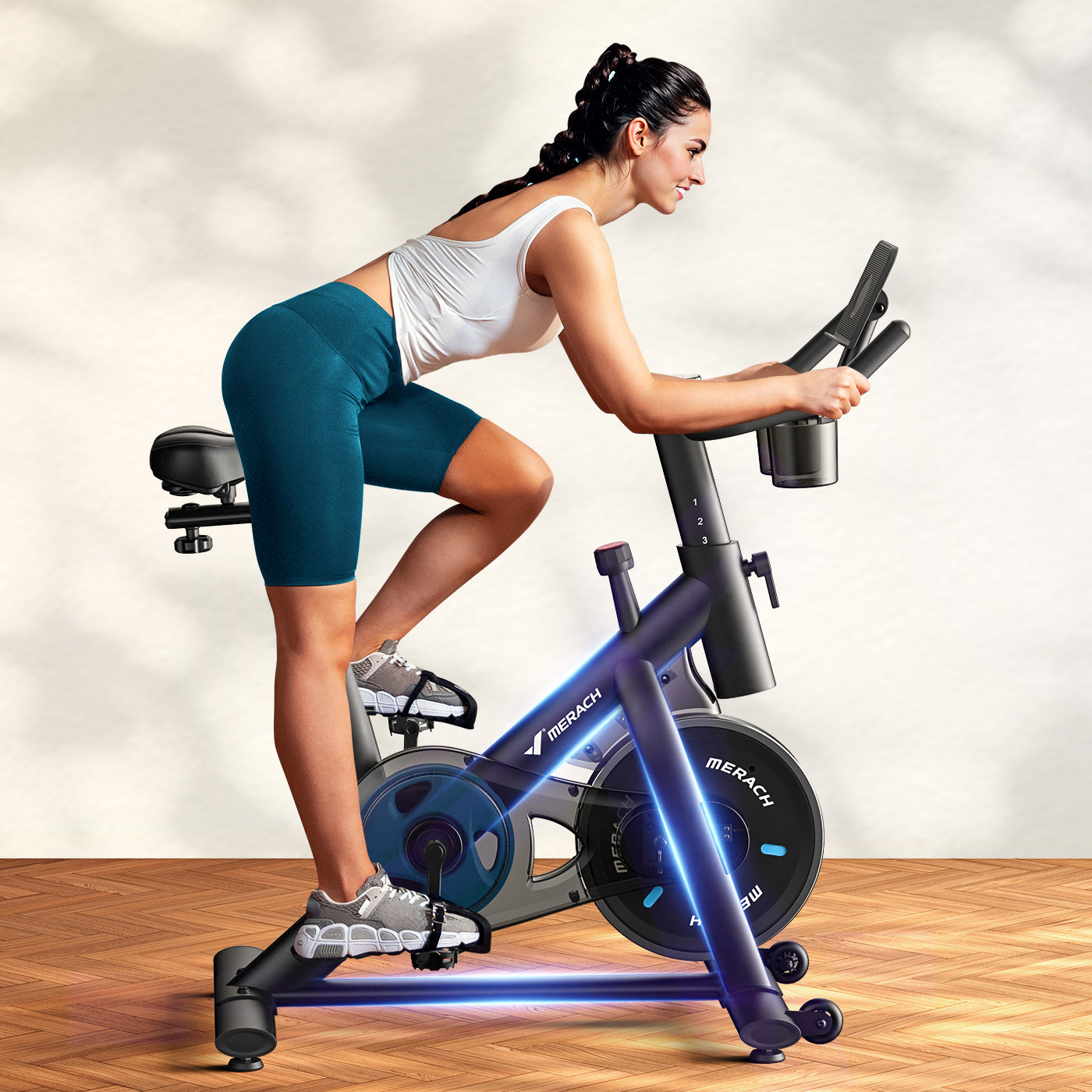 MERACH S26B1 Friction Exercise Bike with 4-way Seat