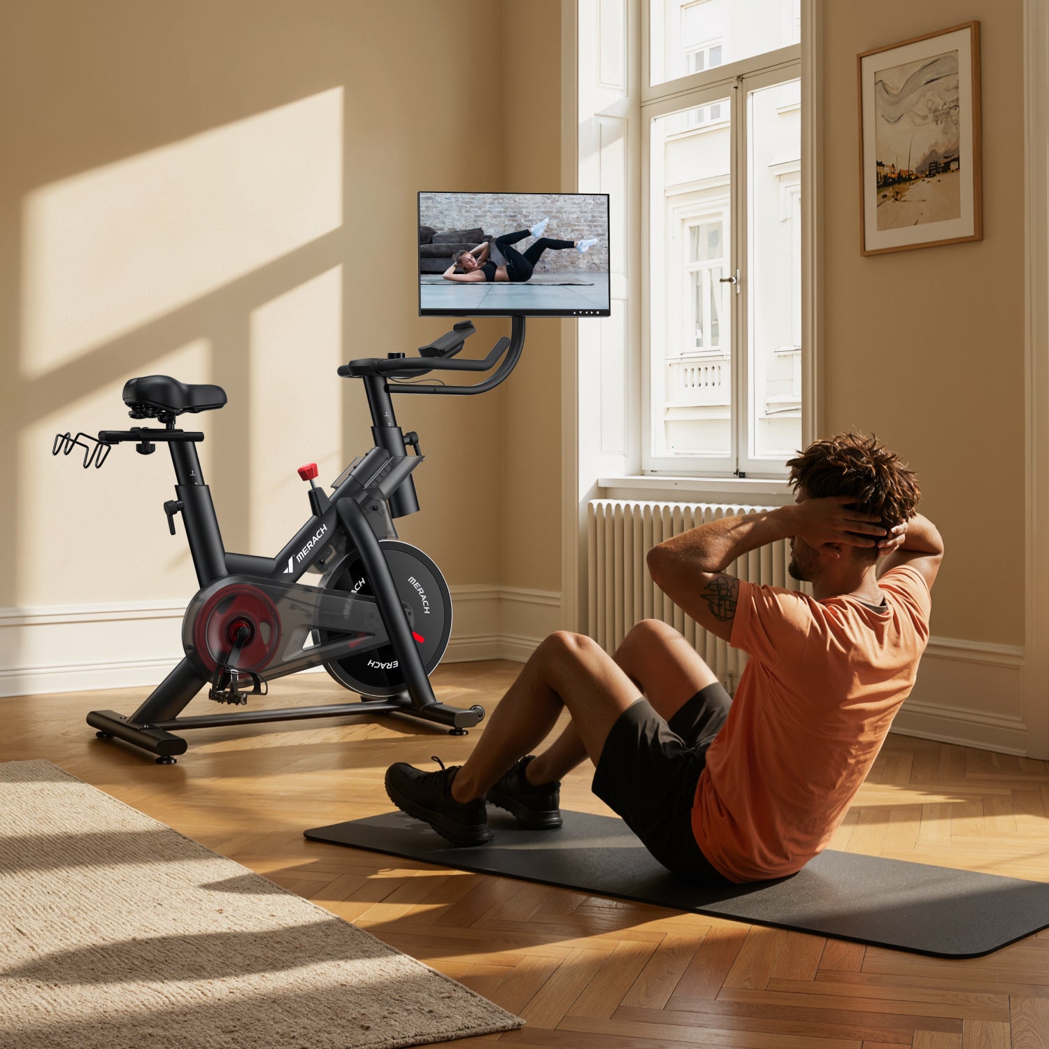 Merach S29R3 Exercise Bike with 21.5" Rotating Screen