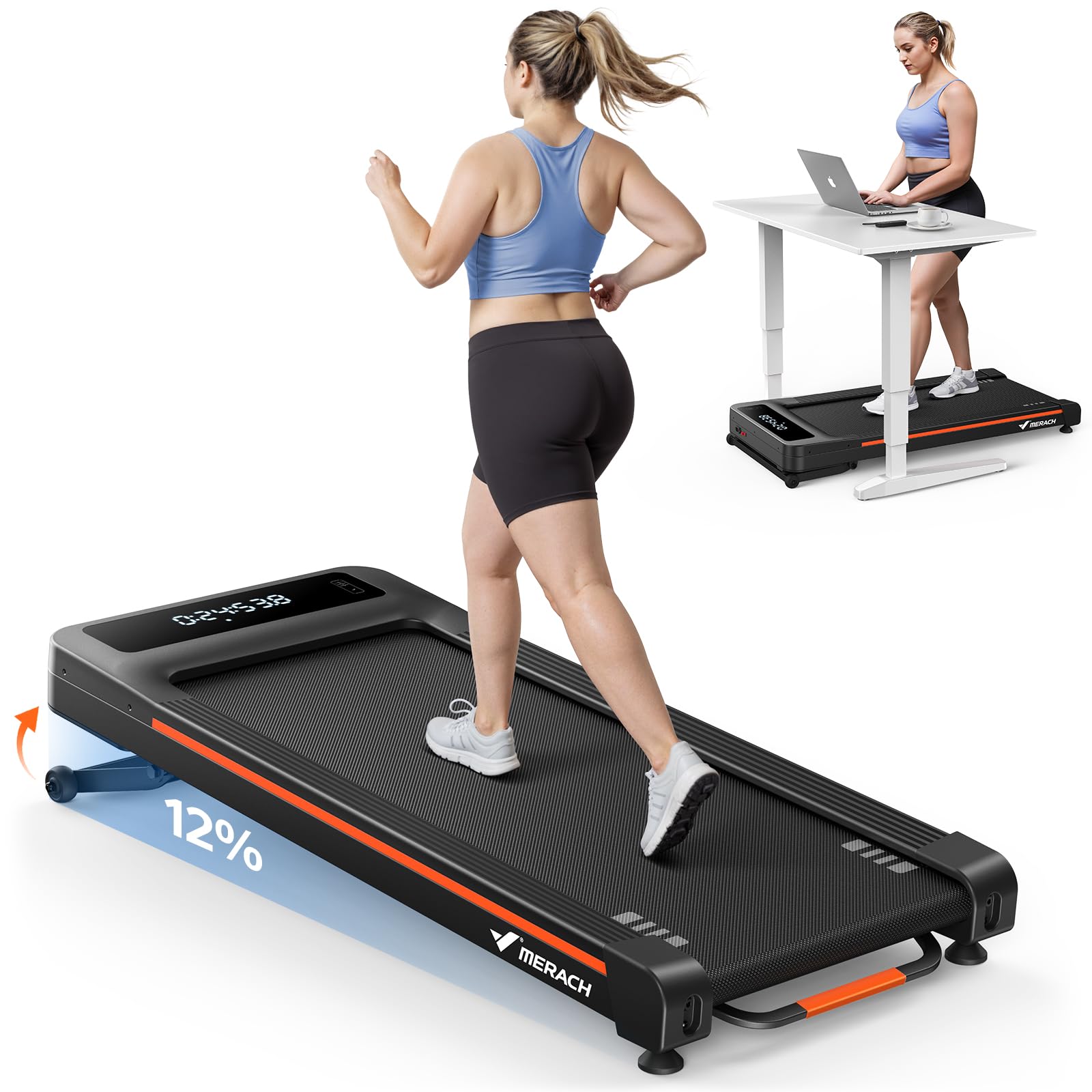 Merach NovaWalk W50 WalkPad with 12% Auto Incline