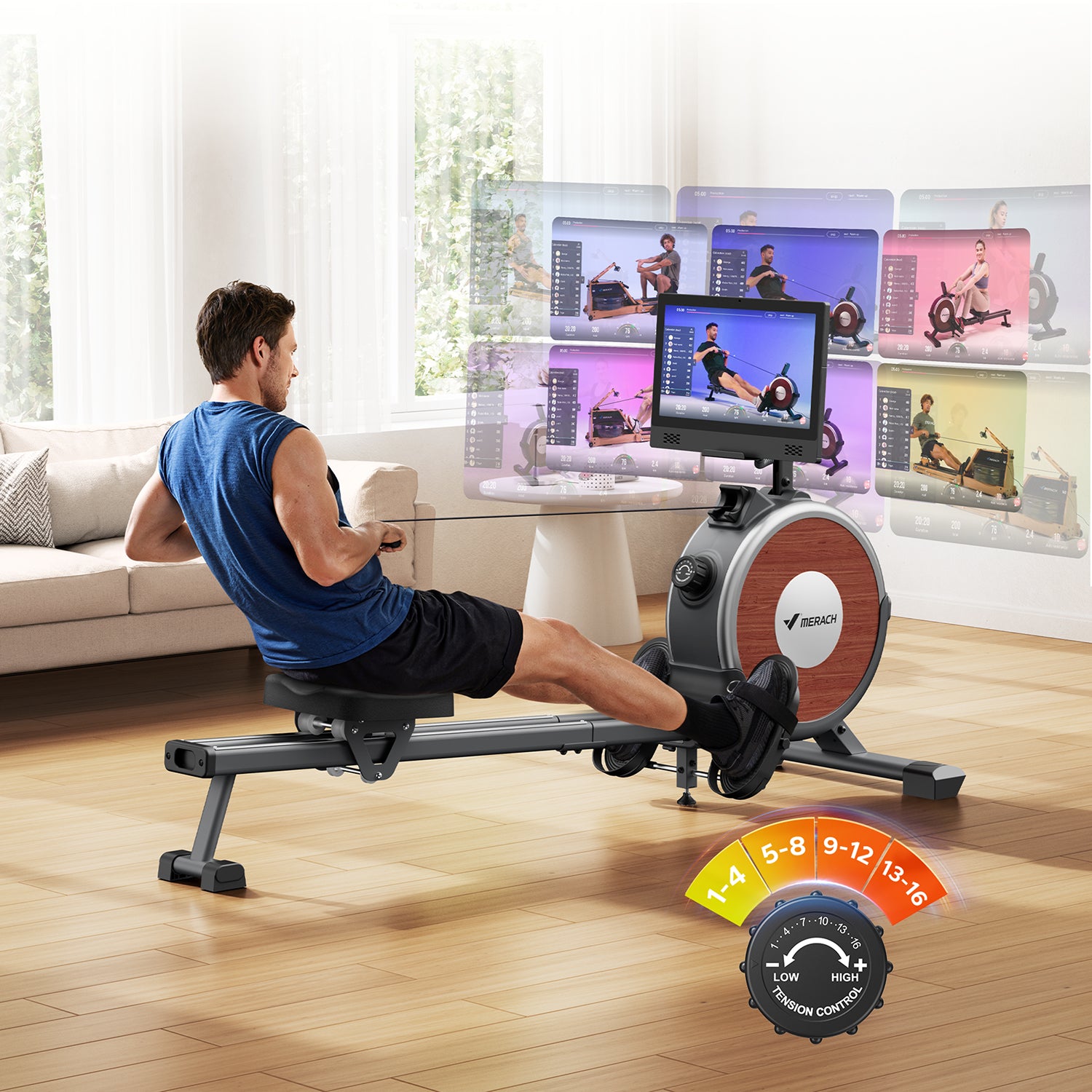Merach Q1S 3.0 Magnetic Rower with 15.6” Large Screen