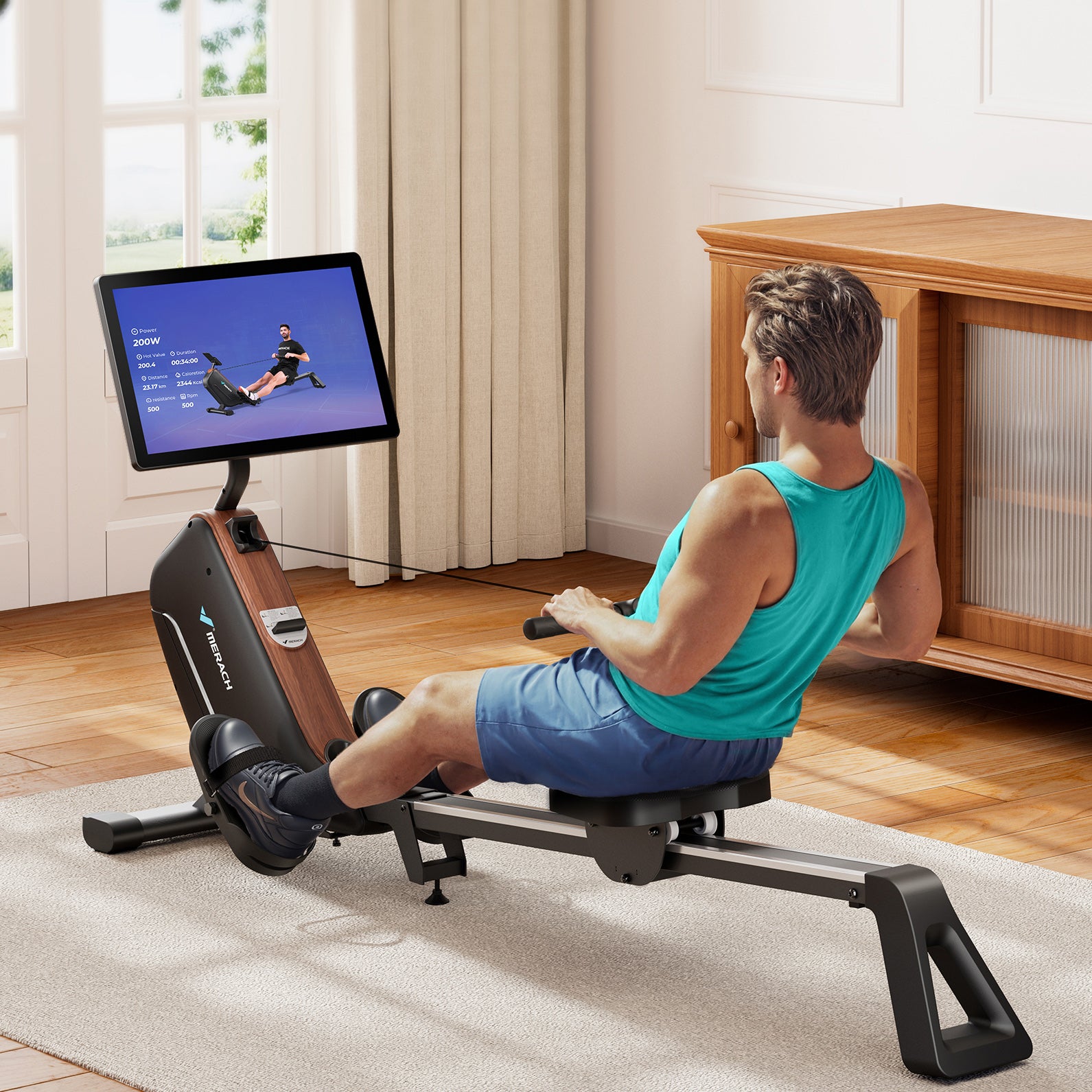 Merach R15 Pro 3.0 Magnetic Rowing Machine with HD Screen