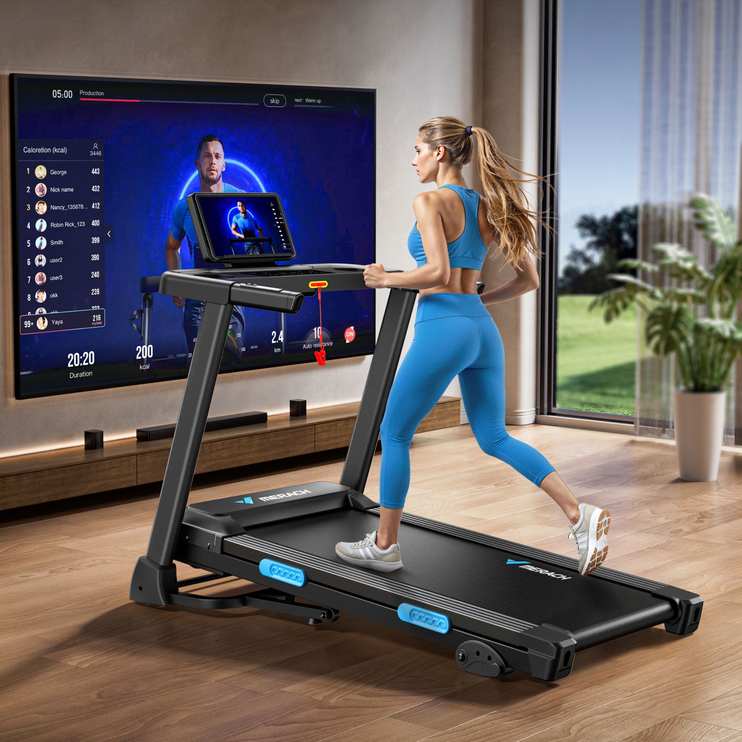 Merach T12B2 Foldable Treadmill with 15% Auto Incline