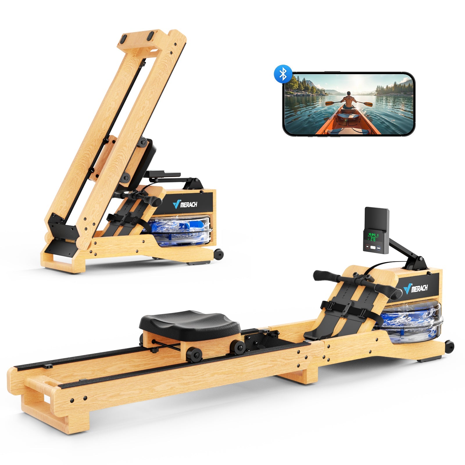 Merach R23 Red Oak Foldable Water Rowing Machine