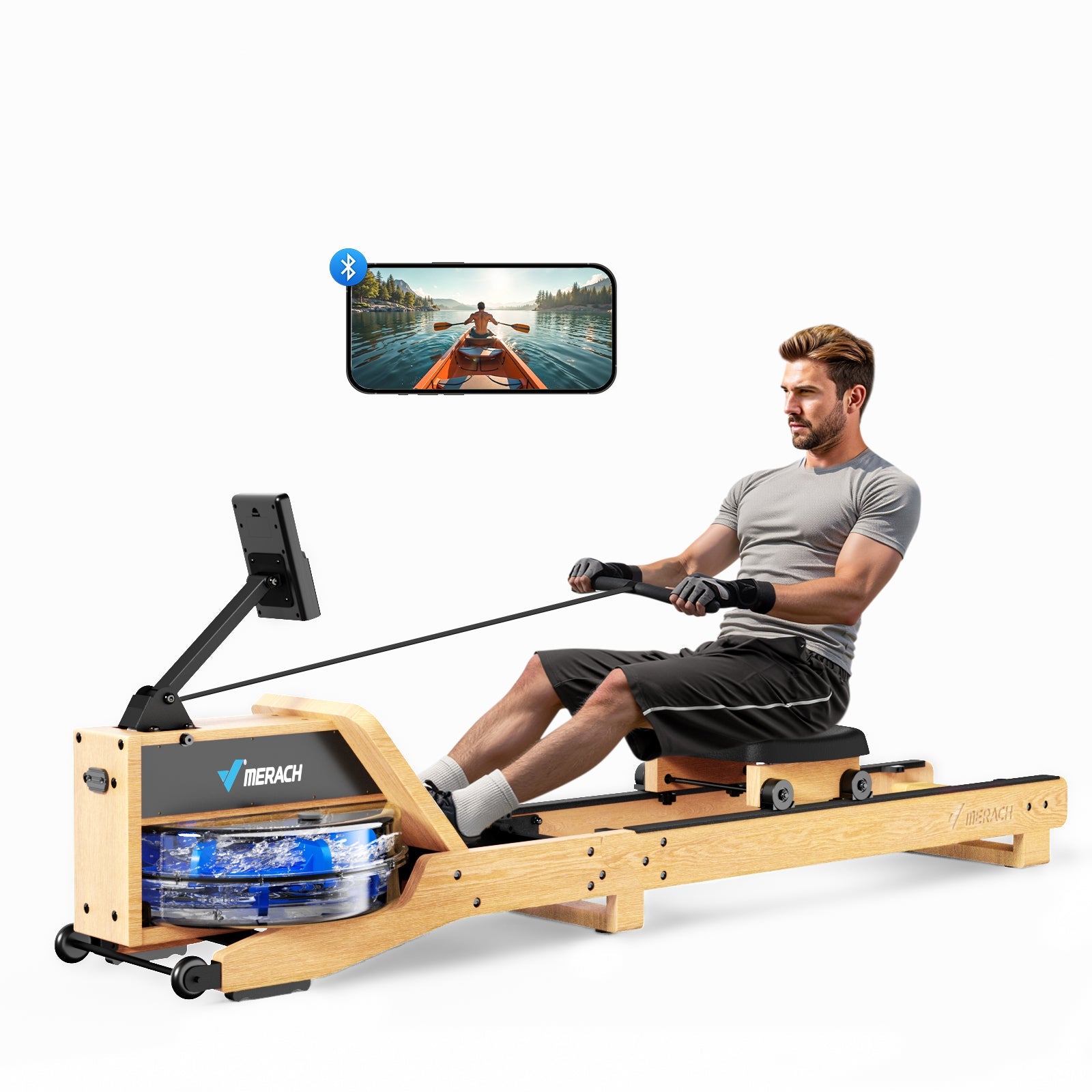Merach R23 Red Oak Foldable Water Rowing Machine