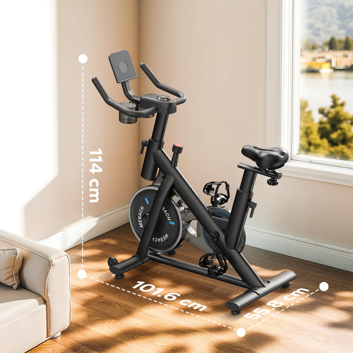 MERACH S26B1 Friction Exercise Bike with 4-way Seat