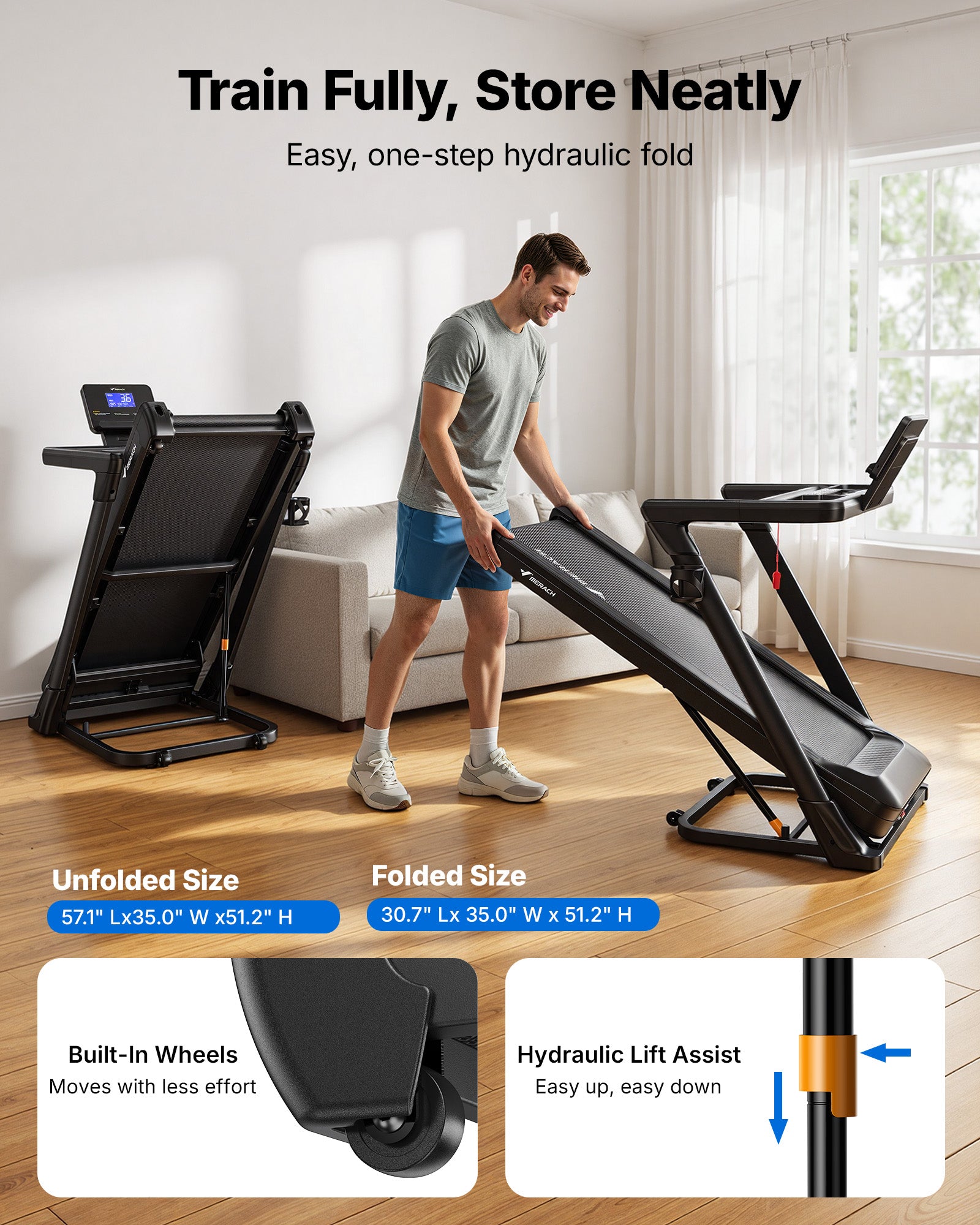 Merach T31B3 Treadmill with 18% Auto Incline