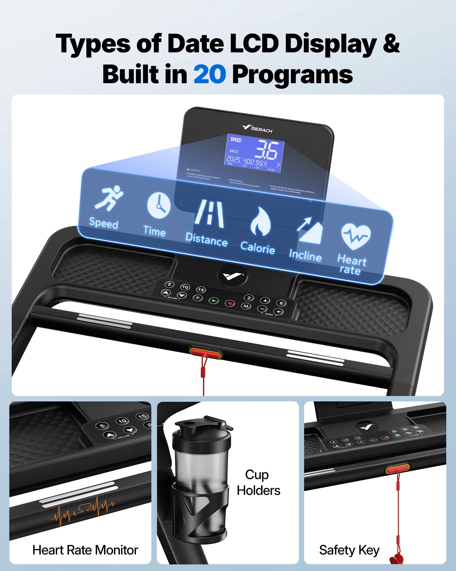 Merach T31B3 Treadmill with 18% Auto Incline