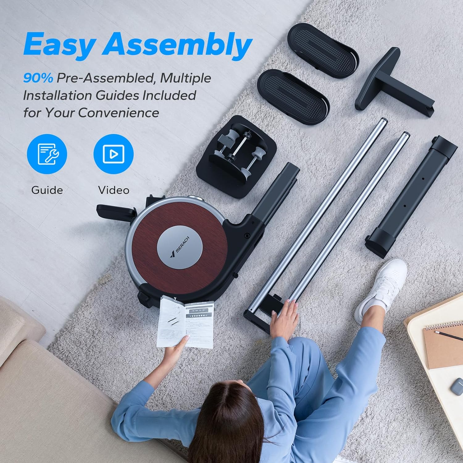 MERACH Q1S Pro Smart Electromagnetic Rowing Machine