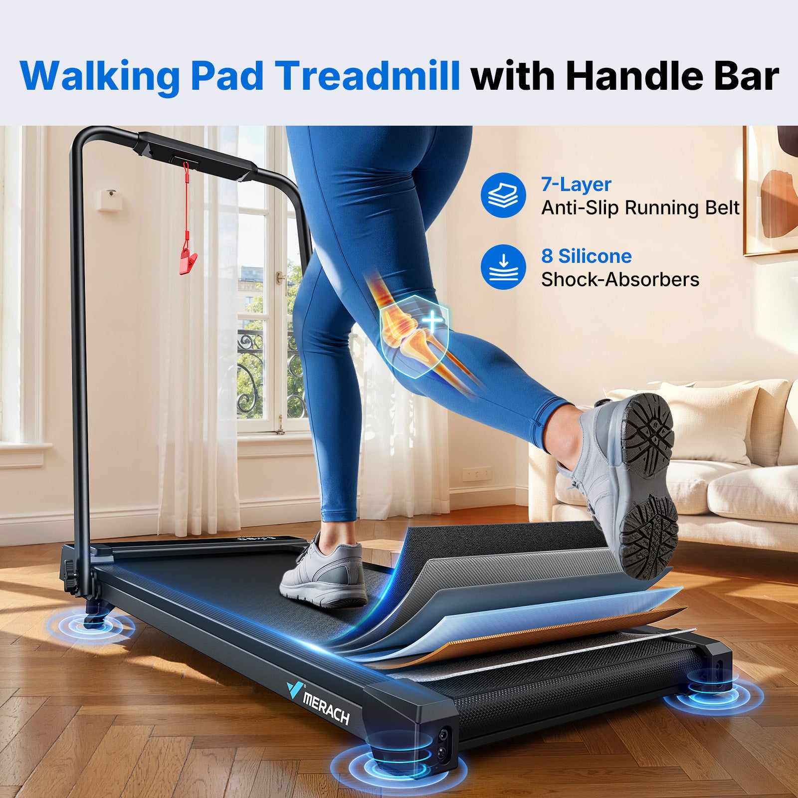 MERACH T19B3 0%-6% Incline Treadmill Desk for Home and Office