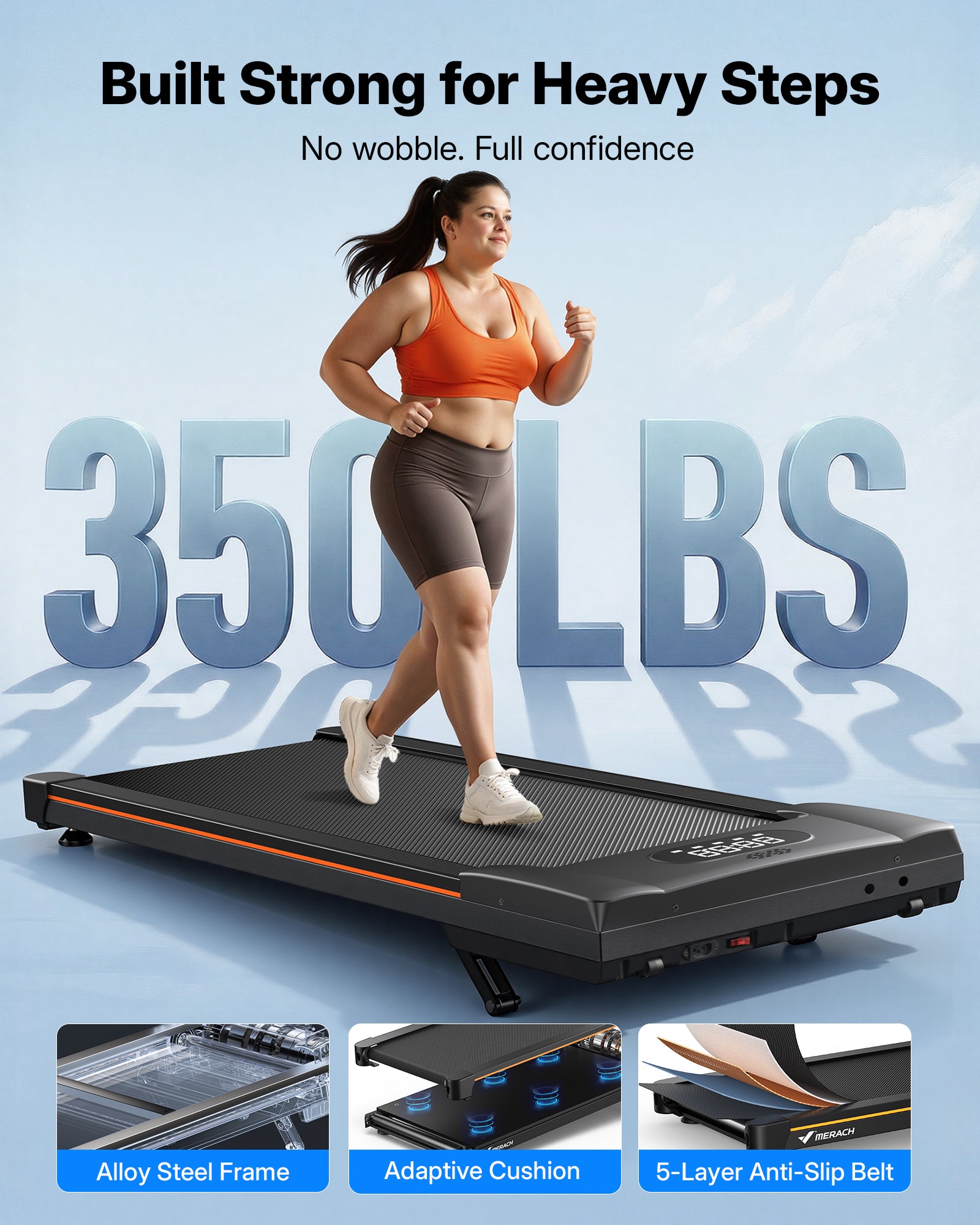 MERACH Cinta de Correr con Altavoz Bluetooth, 10% Inclinación Automática Cinta de Andar, 3.0HP Walking Pad, Treadmill Capacidad 159KG, 6km/h Caminadora Electrica para Casa y Oficina, 41x102cm, App