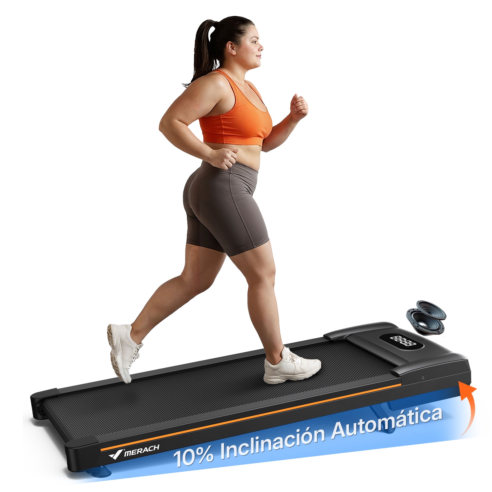 MERACH Cinta de Correr con Altavoz Bluetooth, 10% Inclinación Automática Cinta de Andar, 3.0HP Walking Pad, Treadmill Capacidad 159KG, 6km/h Caminadora Electrica para Casa y Oficina, 41x102cm, App