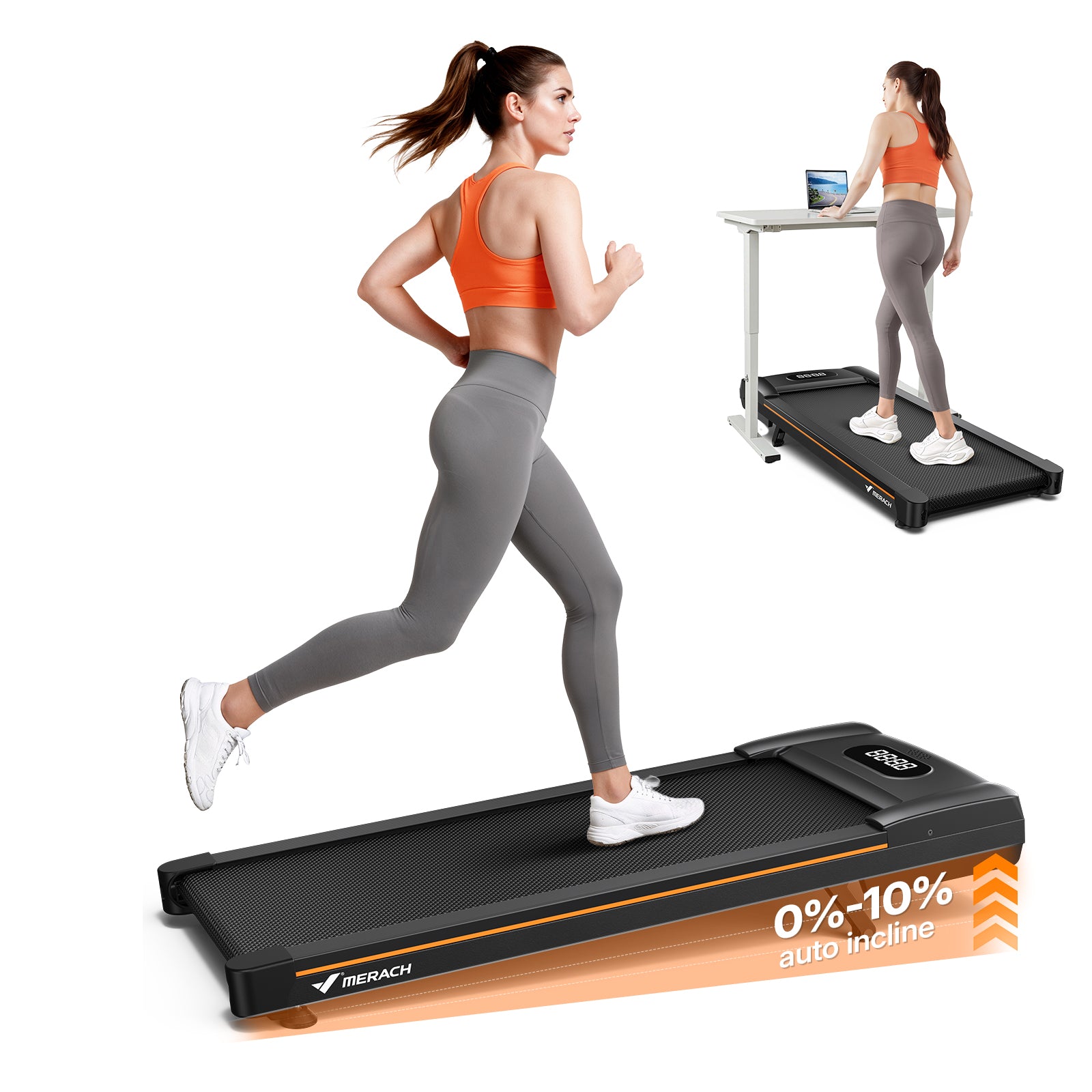 MERACH Walking Pad for Home Use with 10% Automatic Incline