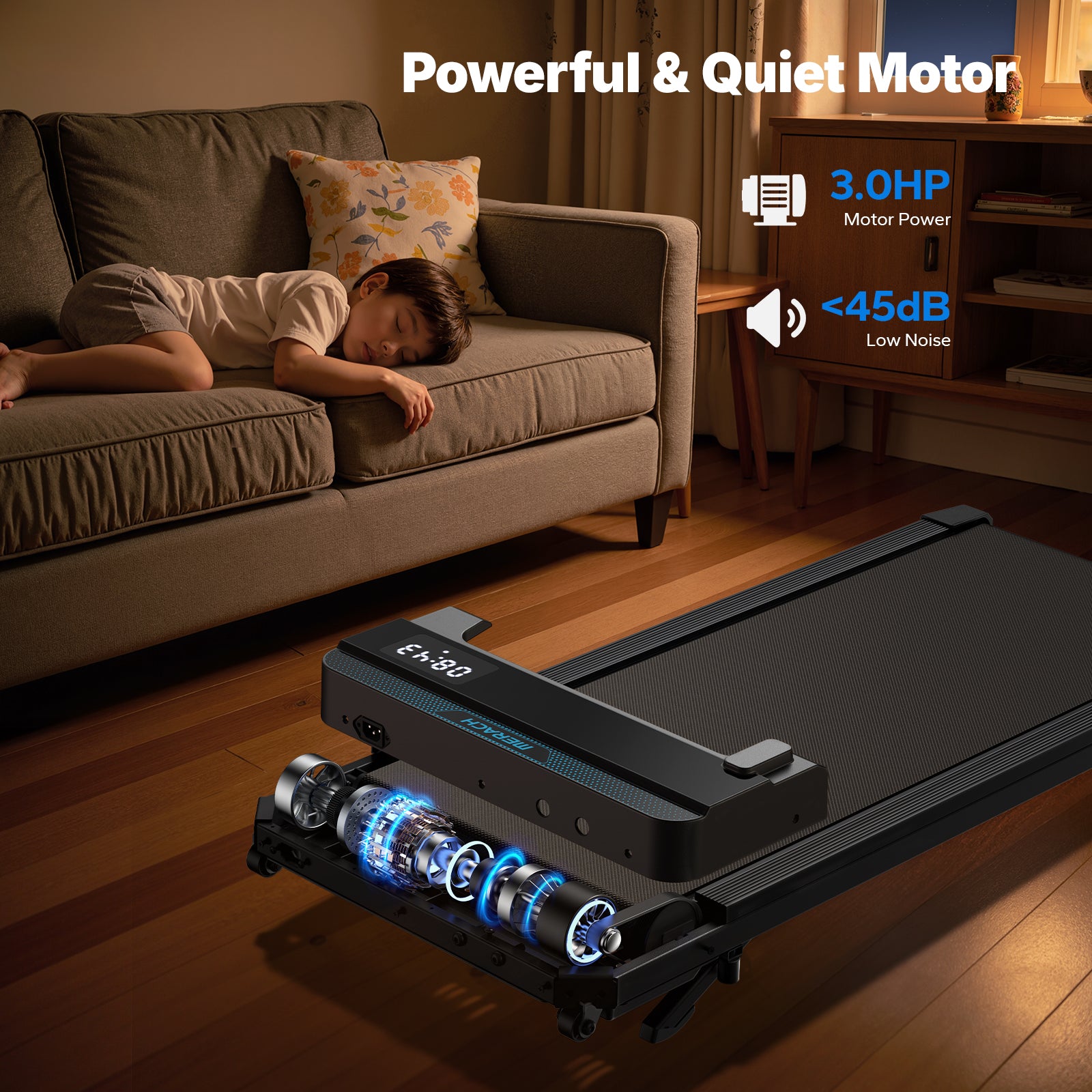 MERACH T19B2 Tilting Treadmill, 5% Slope