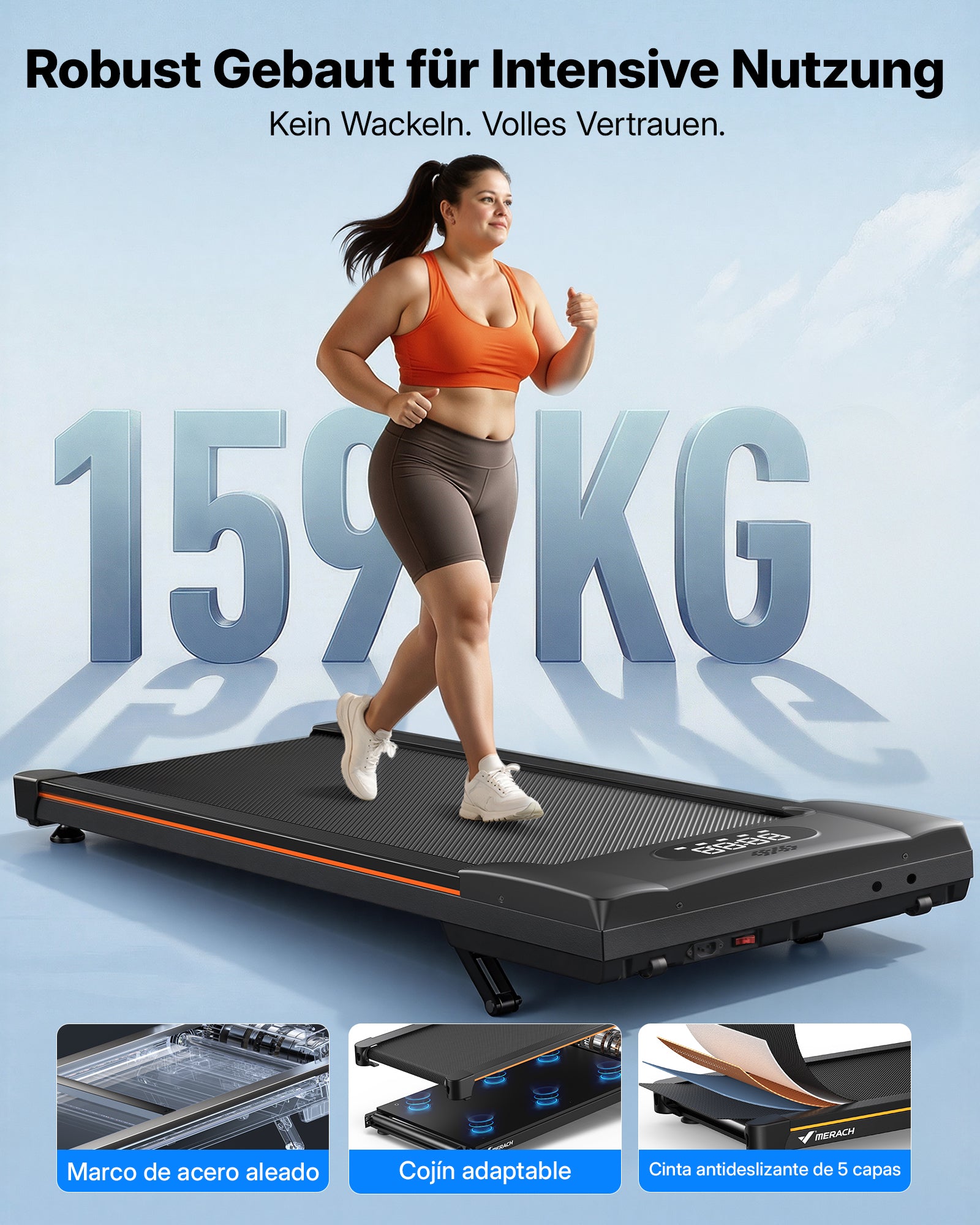MERACH Cinta de Correr con Altavoz Bluetooth, 10% Inclinación Automática Cinta de Andar, 3.0HP Walking Pad, Treadmill Capacidad 159KG, 6km/h Caminadora Electrica para Casa y Oficina, 41x102cm, App
