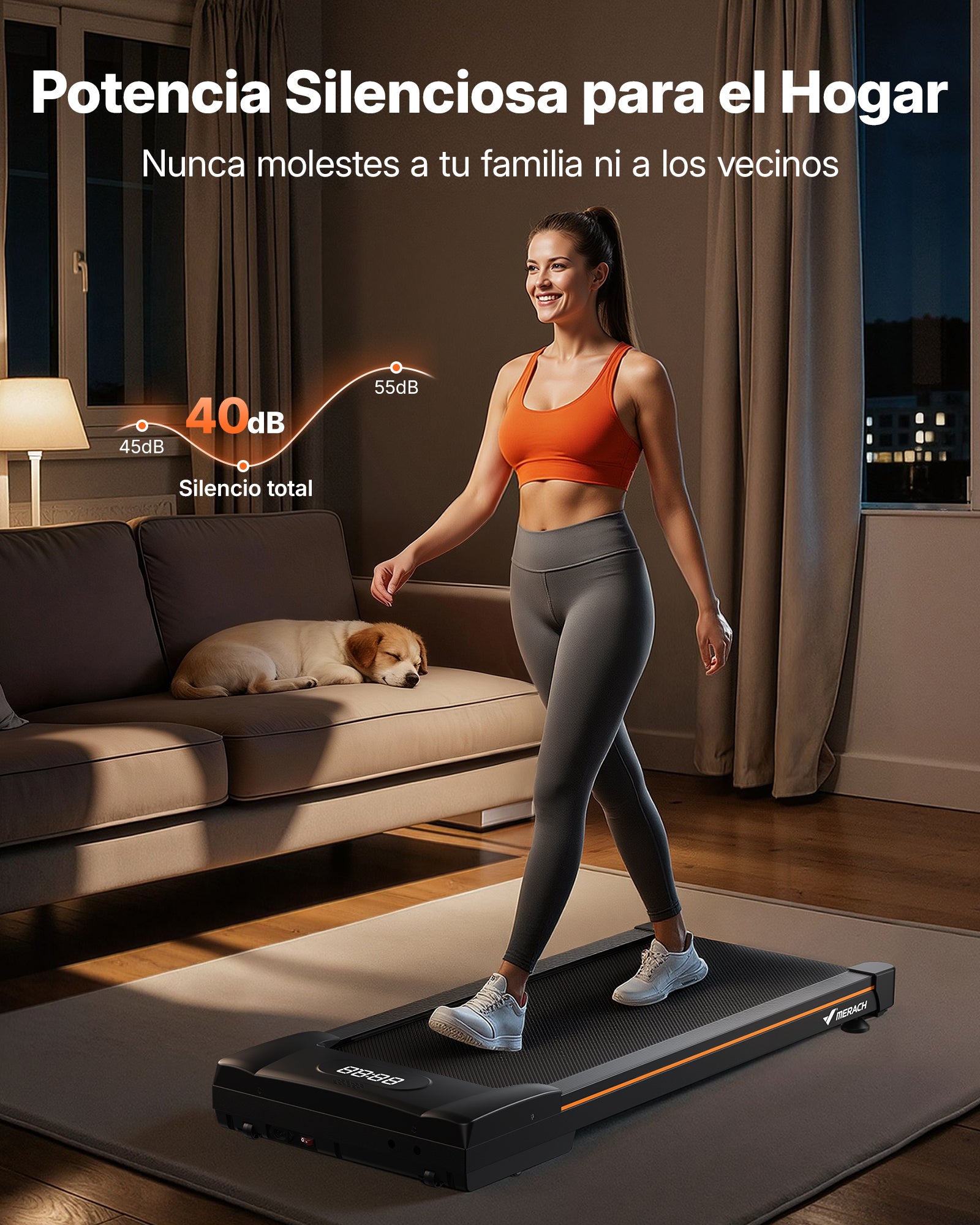 MERACH Cinta de Correr con Altavoz Bluetooth, 10% Inclinación Automática Cinta de Andar, 3.0HP Walking Pad, Treadmill Capacidad 159KG, 6km/h Caminadora Electrica para Casa y Oficina, 41x102cm, App