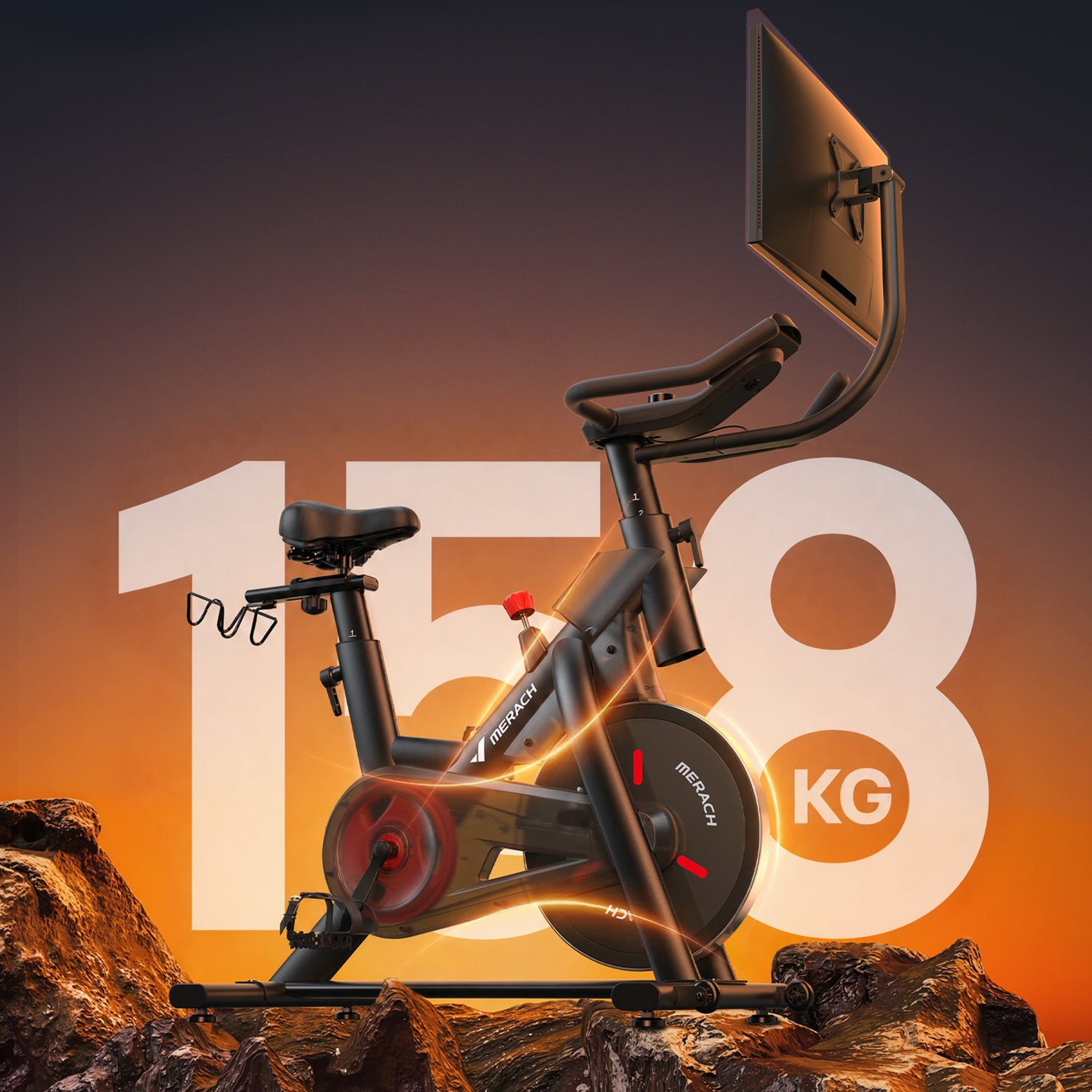 Merach S29R3 Exercise Bike with 21.5" Rotating Screen