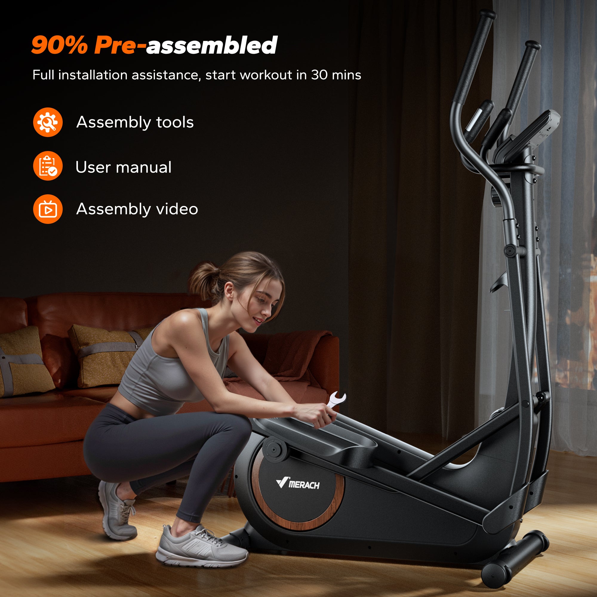 MERACH E33B4 Elliptical with 16 Resistance Levels