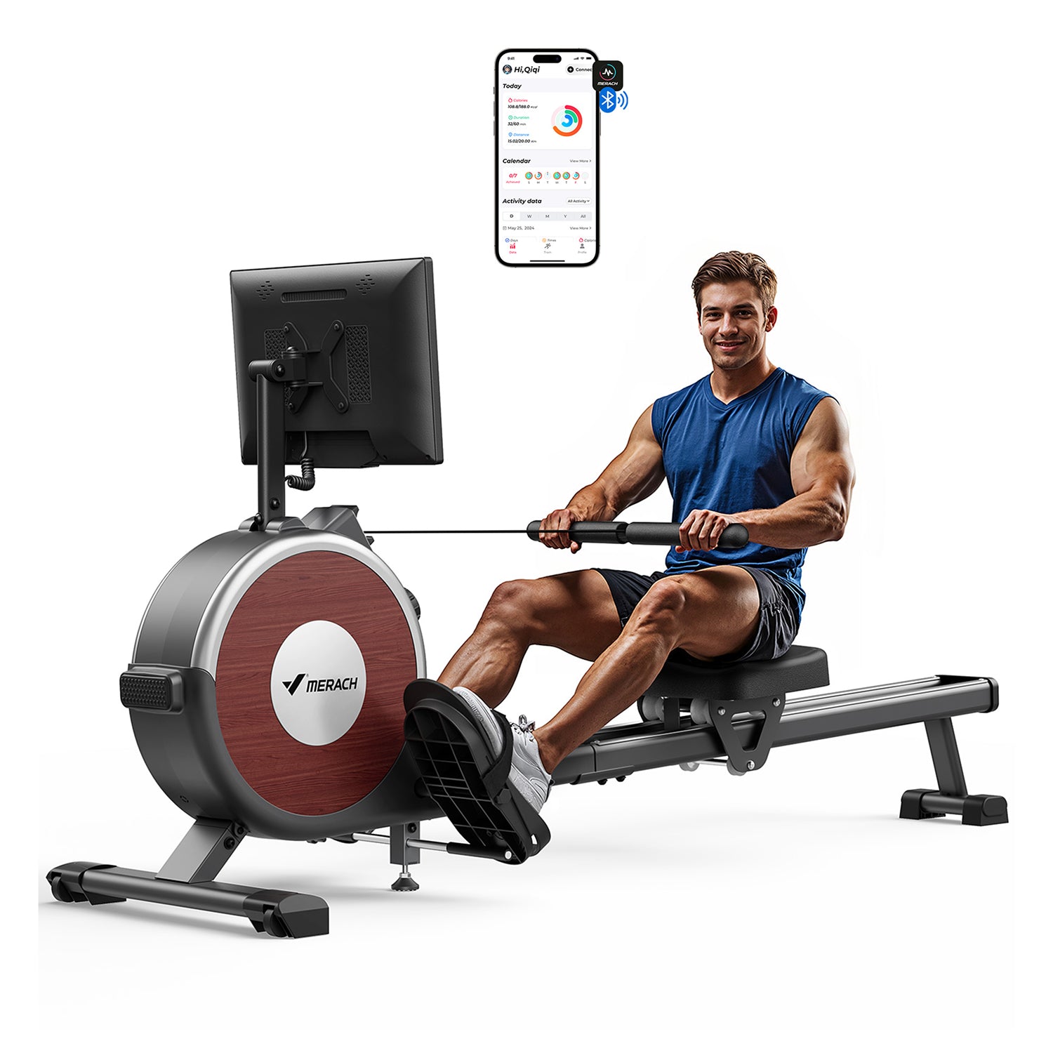 Merach Q1S 3.0 Magnetic Rower with 15.6” Large Screen