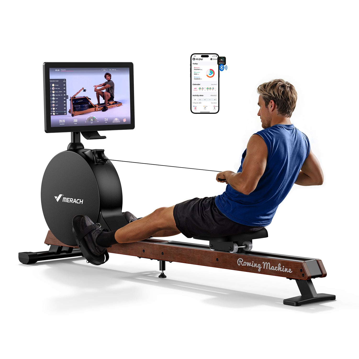 Merach Q3 Aura Rowing Machine with Rotating Screen