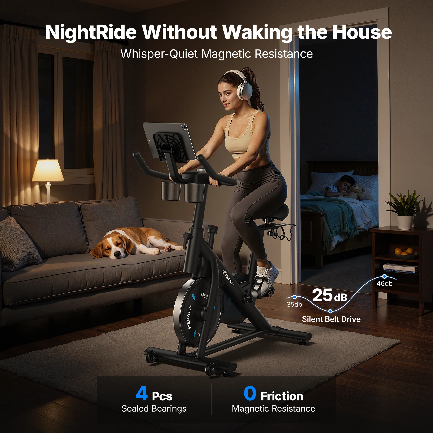 MERACH S26B2 Magnetische Weerstand Hometrainer met Dumbbellrek