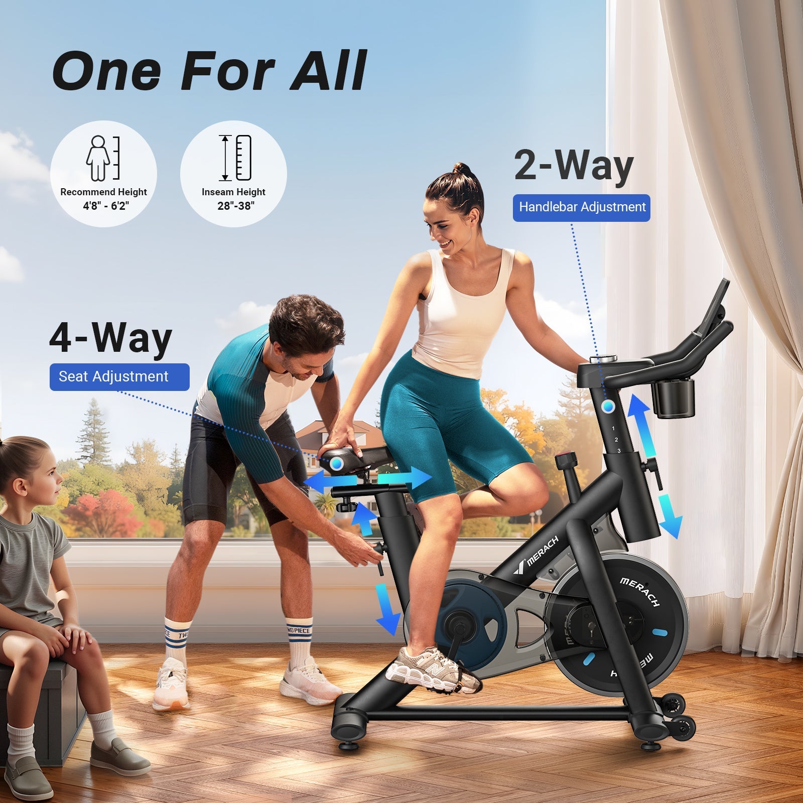 MERACH S26B1 Friction Exercise Bike with 4-way Seat