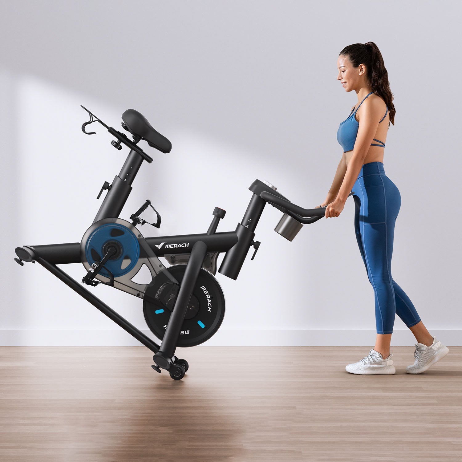 MERACH S26B2 Magnetic Resistance Exercise Bike with Dumbbell Rack