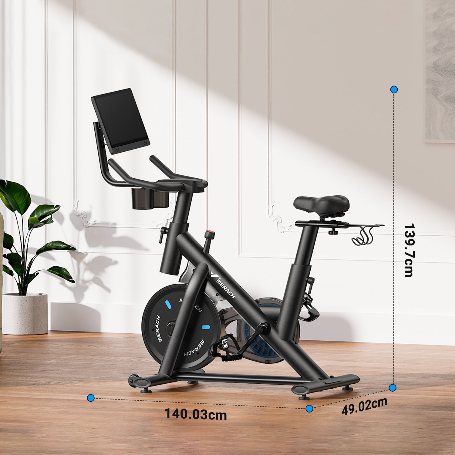 MERACH S26B3 Magnetic Exercise Bike with Dumbbell Rack & HD Screen